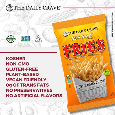 The Daily Crave Sea Salt Fries - Gluten Free, Non-Gmo, Kosher, Crunchy - 4.25 Oz (Pack Of 8)