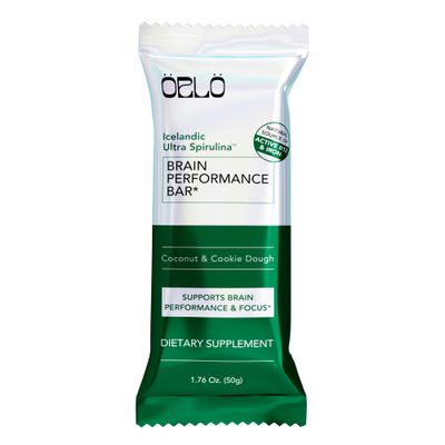 ORLO BRAIN PERFORMANCE BAR - Vegan Protein Bars for Brain &amp; Energy Support - Focus &amp; Memory, Pre &amp; Post Workout Recovery - Gluten Free Snack with L-Theanine, Lions Mane, Spirulina &amp; More (SINGLE BAR)