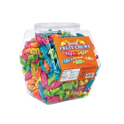 Tootsie Fruit Chews Variety Pack 275pcs - Individually Wrapped Flavored Tootsie Rolls in Reusable Plastic Tub - Bulk Fruity Candy Taffy Bites, Orange,Lime