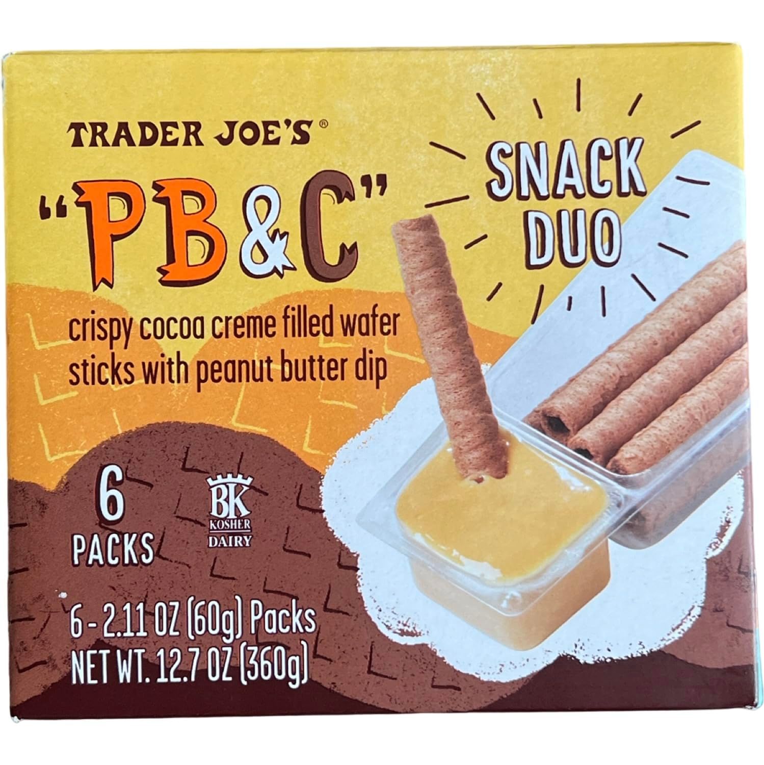 PB&amp;C Crispy Cocoa Creme Filled Wafer Sticks with Peanut Butter Dip Snack Duo by Trader Joe&#39;s 12.7 Oz - (Pack of 1)