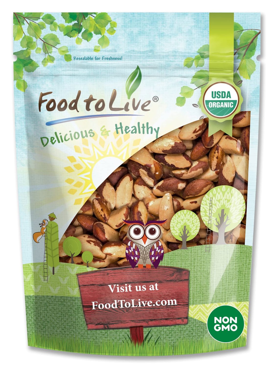 Food to Live Organic Dry Roasted Brazil Nuts with Himalayan Salt, 4 Pounds Non-GMO, Oven Roasted, Lightly Salted, No Oil Added, Whole. Vegan, Kosher. High in Protein and Selenium. Keto-Friendly Snack