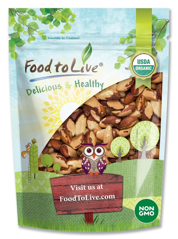 Food to Live Organic Dry Roasted Brazil Nuts with Himalayan Salt, 4 Pounds Non-GMO, Oven Roasted, Lightly Salted, No Oil Added, Whole. Vegan, Kosher. High in Protein and Selenium. Keto-Friendly Snack