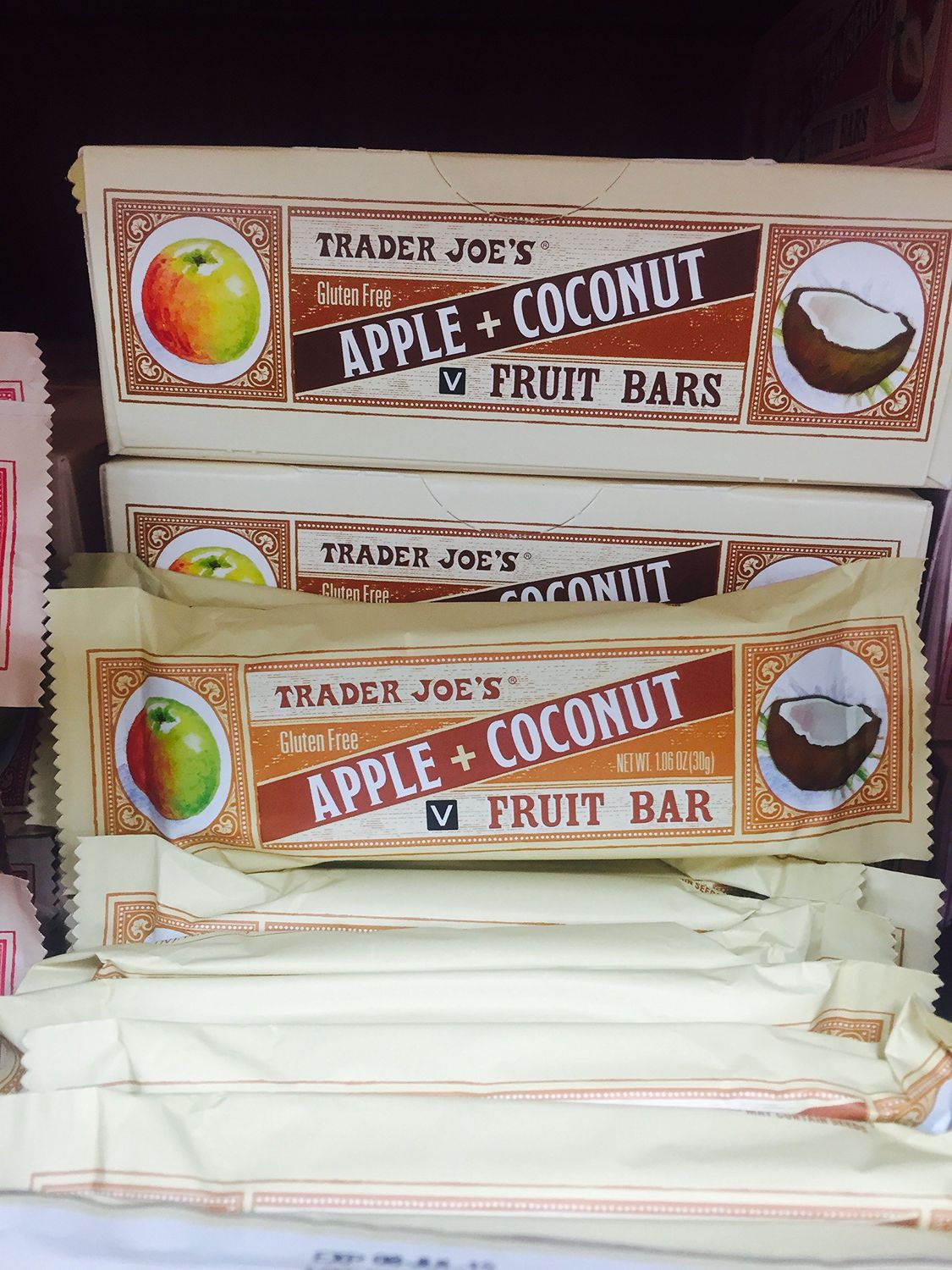 Trader Joe&#39;s Gluten Free Apple  Coconut Fruit Bars (Pack of 12)