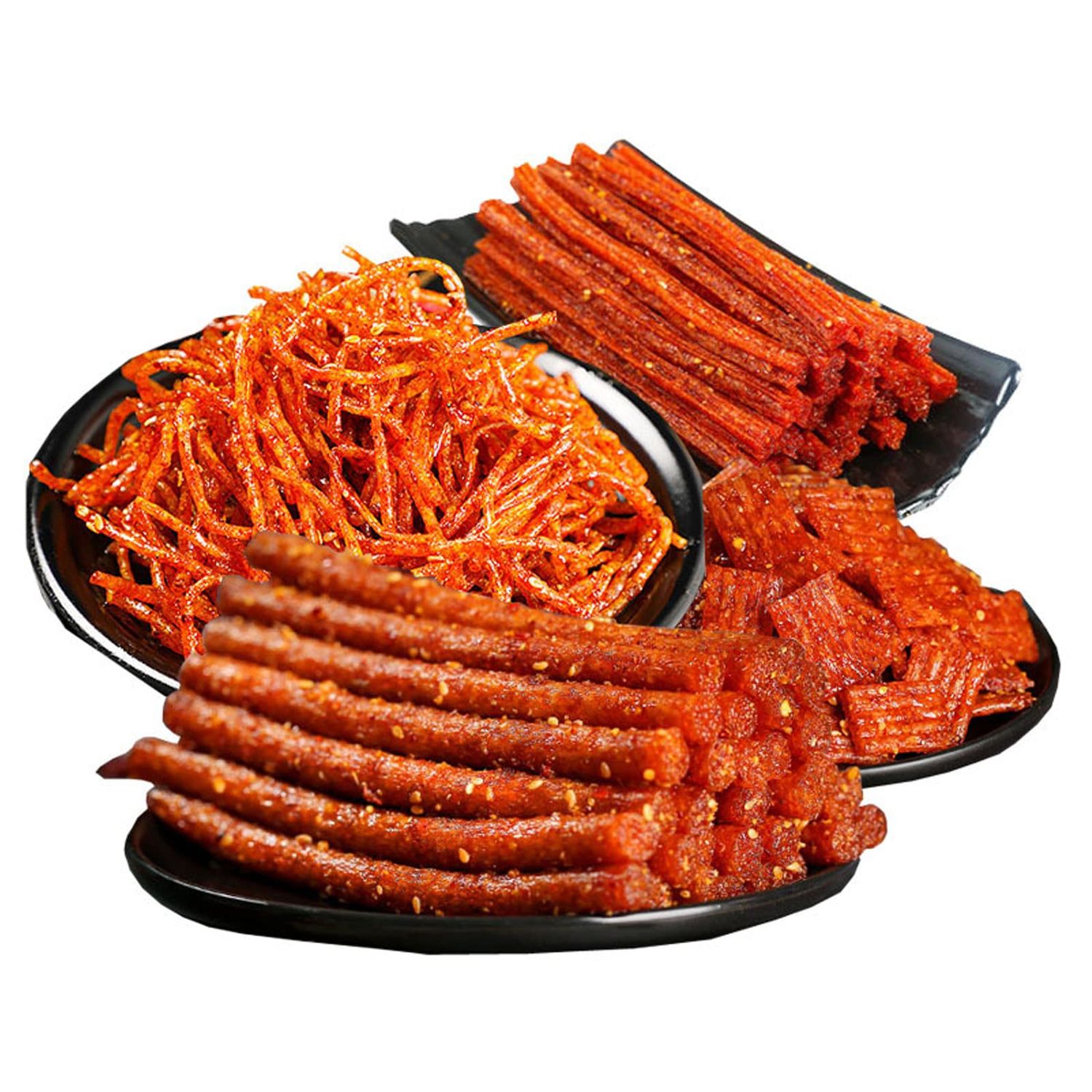 Spicy Strip Small Gluten Spicy Strips Latiao Snack Food - Chinese Special Classic Handmade Spicy Gluten Latiao Delicious Snacking, Best Vegan Fragrant Spicy Flavour, 4 combinations Packed (4 Pack)