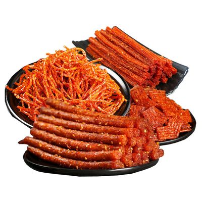 Spicy Strip Small Gluten Spicy Strips Latiao Snack Food - Chinese Special Classic Handmade Spicy Gluten Latiao Delicious Snacking, Best Vegan Fragrant Spicy Flavour, 4 combinations Packed (4 Pack)