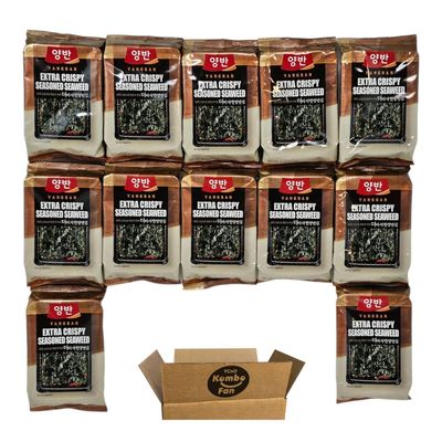 (Pack of 12) Double Roasting Extra Crispy Seasoned Natural Roasted Korean Seaweed (Nori) Snacks 0.18oz each