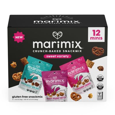 Marimix Snack Mix | Crunch Baked Sweet &amp; Salty Savory Plant Based Naturally Gluten Free Whole Grain Fiber Charcuterie Pretzel Trail Party Mix | No Artificial Ingredients | 12 Count (Mini Sweet Bundle)