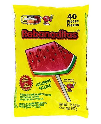 Vero Rebanaditas Paletas Sabor Sandia Hard Candy Chili Covered Lollipops 40 pcs