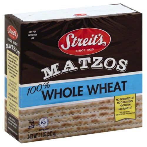 Streit&#39;s Matzos Whole Wheat, Delicious Tasting Thin &amp; Crispy Matzo Style Crackers, 11 Ounce (Pack of 12)
