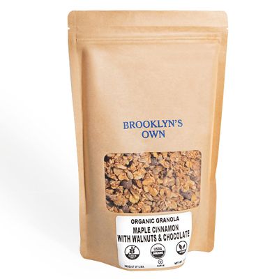 Brooklyn&#39;s Own Organic Granola Maple Cinnamon &amp; Chocolate With Walnut Breakfast Cereal - Gluten-Free Healthy Snacks - 12 Ounce Resealable Eco-Friendly Pack