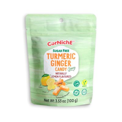 CORNICHE Turmeric Ginger Candy, Anti-Nausea and Digestion Aid, Individually Wrapped Healthy Candy 3.53 Oz Bag (Lemon), Small