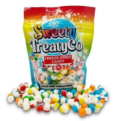 SWEETY TREATYCo. Freeze Dried Rainbow Gummies - Healthy Fruit Snacks - Freeze Dried Candy, Gluten-Free - Vegan-Friendly - No Added Sugar - Perfect for Kids and Adults (2.7 Oz)