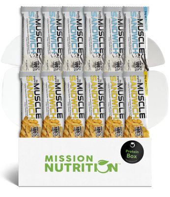 Muscle Sandwich Protein Bars - High Potein Snack Bar wWhey Protein Isolate - Graham Cracker Sandwiched wPeanut Butter - Original &amp; Vanilla Combo - Variety Gift Box (12 Bars)