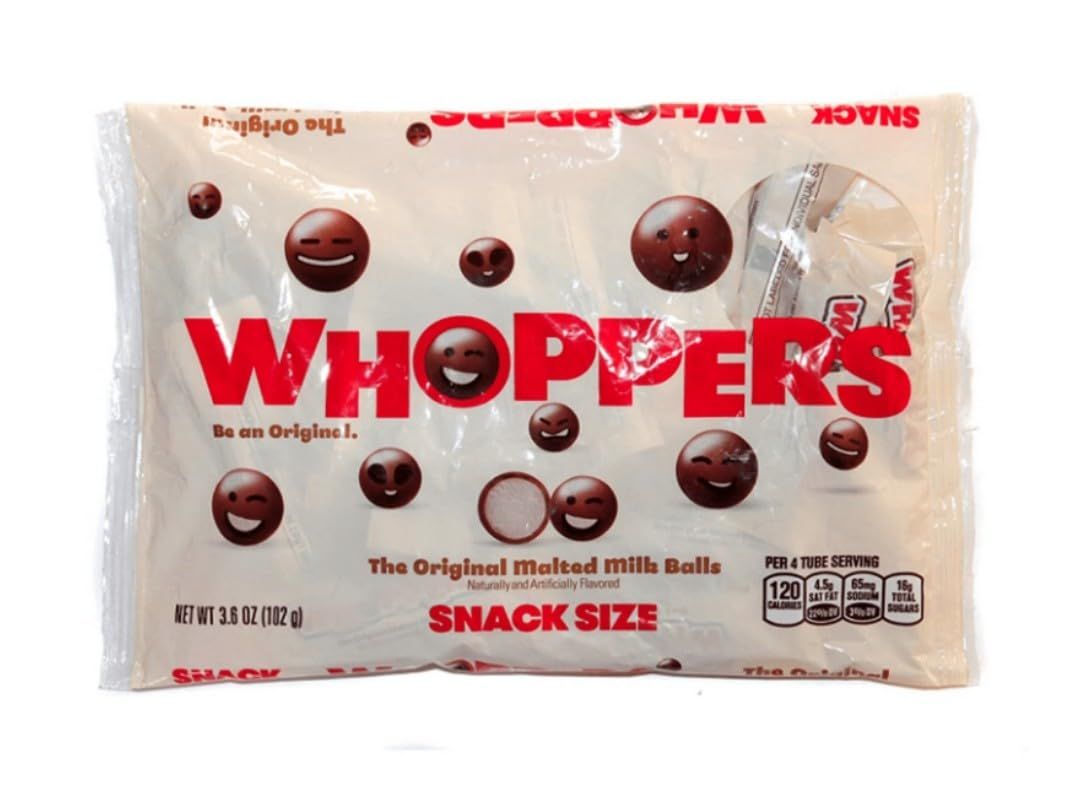 Whoppers Malted Milk Balls, Snack Size packs, 3.6 oz bag