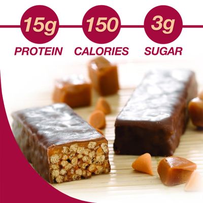 Protidiet Peanut Butter and Smooth Caramel Crisp High Protein Bars (Box of 7) Net Wt 10.6oz