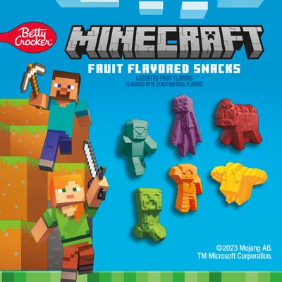 Betty Crocker Minecraft Fruit Flavored Kids Snacks, Fat Free and Gluten Free Snack, 8 oz (10 Pouches)