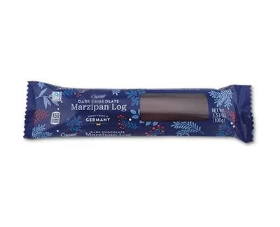 Dark Chocolate Marzipan Log, Almond Paste Center, Traditional Germany Holiday Dessert, Benton Candy Bar, Snack Snacking Food Sweet Gift Treat 3.5oz