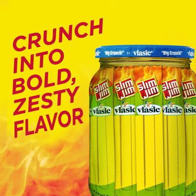 Slim Jim Smoked Meat Sticks, Vlasic Dill Pickle Flavor, 6g Protein Per Serving, Snack Size, 0.28 oz. (26 Count)