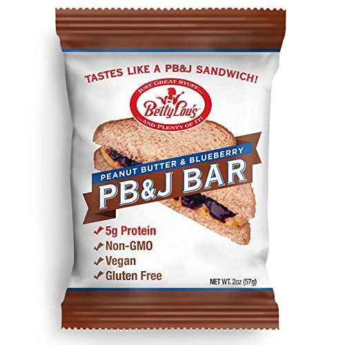 Betty Lou&#39;s PB&amp;J Bars | Peanut Butter &amp; Blueberry Snack Bars | Gluten Free, Vegan, Non GMO | Deliciously Healthy Snacks | Individually Wrapped, 2 Oz. Each (12 Pack)