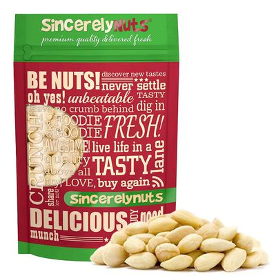 Sincerely Nuts - Whole Raw Blanched Almonds | 1 Lb. Bag | Delicious Guilt Free Snack | Low Calorie, Vegan, Gluten Free | Gourmet Kosher Food | Source of Fiber, Protein
