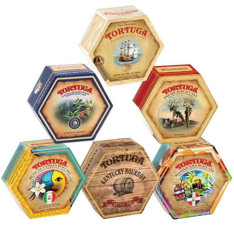 TORTUGA Provenance Rum Cake Variety Pack - 4 oz. - 6 Pack - The Perfect Premium Gourmet Gift for Stocking Stuffers, Gift Baskets, and Christmas Gifts - Great Mini Cakes for Delivery