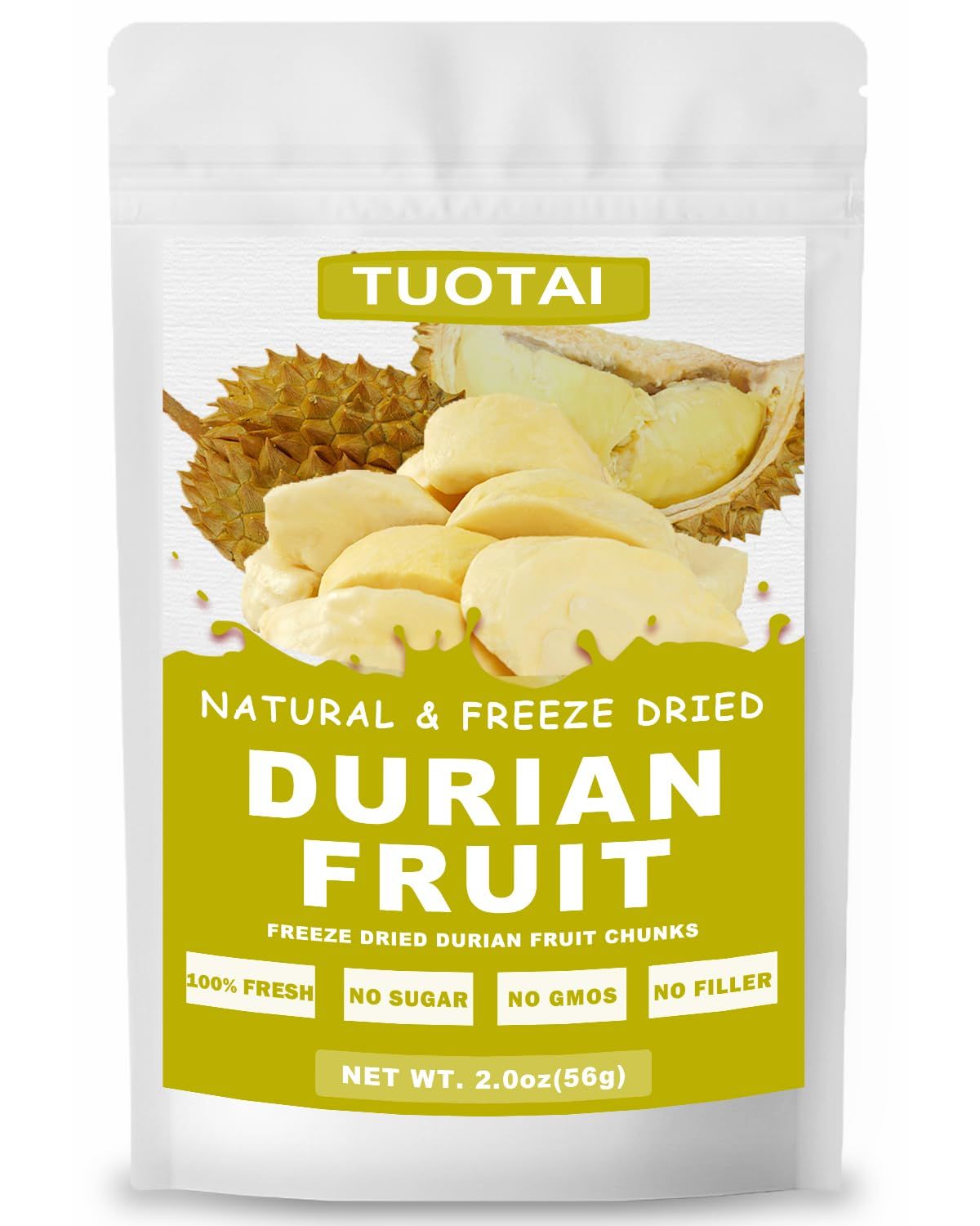 Freeze Dried Durian Chunks, 2 Ounces, Durian Fruit for Snacks and Baking Food
