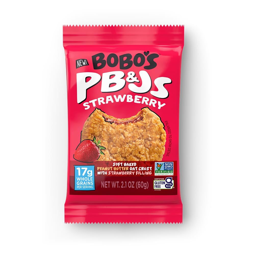 Bobo&#39;s Peanut Butter &amp; Strawberry Jelly Oat Snack, 24 Count, Healthy Everyday Snack, a Satisfying Treat that Provides a Quick Energy Boost