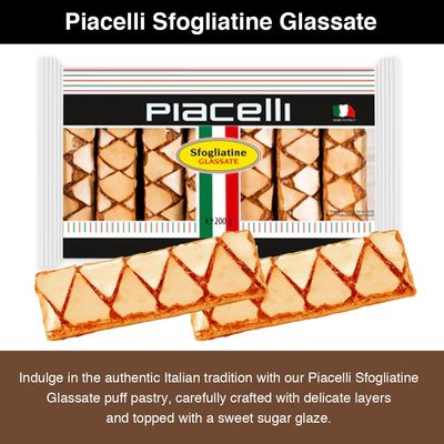 PIACELLI Sfogliatine Glassate Puff Pastry - Traditional Italian Pastry Delicacy with Light, Crispy Texture and Sweet Sugar Glaze - Crunchy Snacks Ideal for Coffee Pairing - 200g7oz (3 Pack)