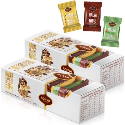 Variety Pack of Halvah Marble, Vanilla, and Walnut Israel Candy Bars- Vegan-Friendly, Certified Kosher Snacks with No Dairy or Gluten by Achva, 25 g. Each (2 Pack)