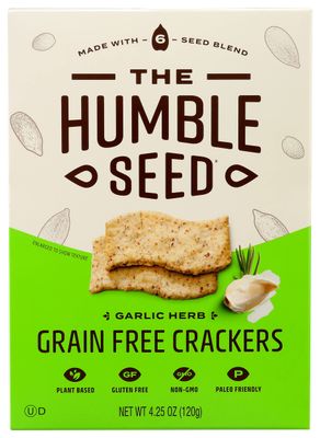 The Humble Seed Grain Free Crackers, Garlic Herb, Plant-Based, Kosher, Paleo Friendly, Gluten Free &amp; Non-GMO, 4.25 Ounce (Pack of 6)