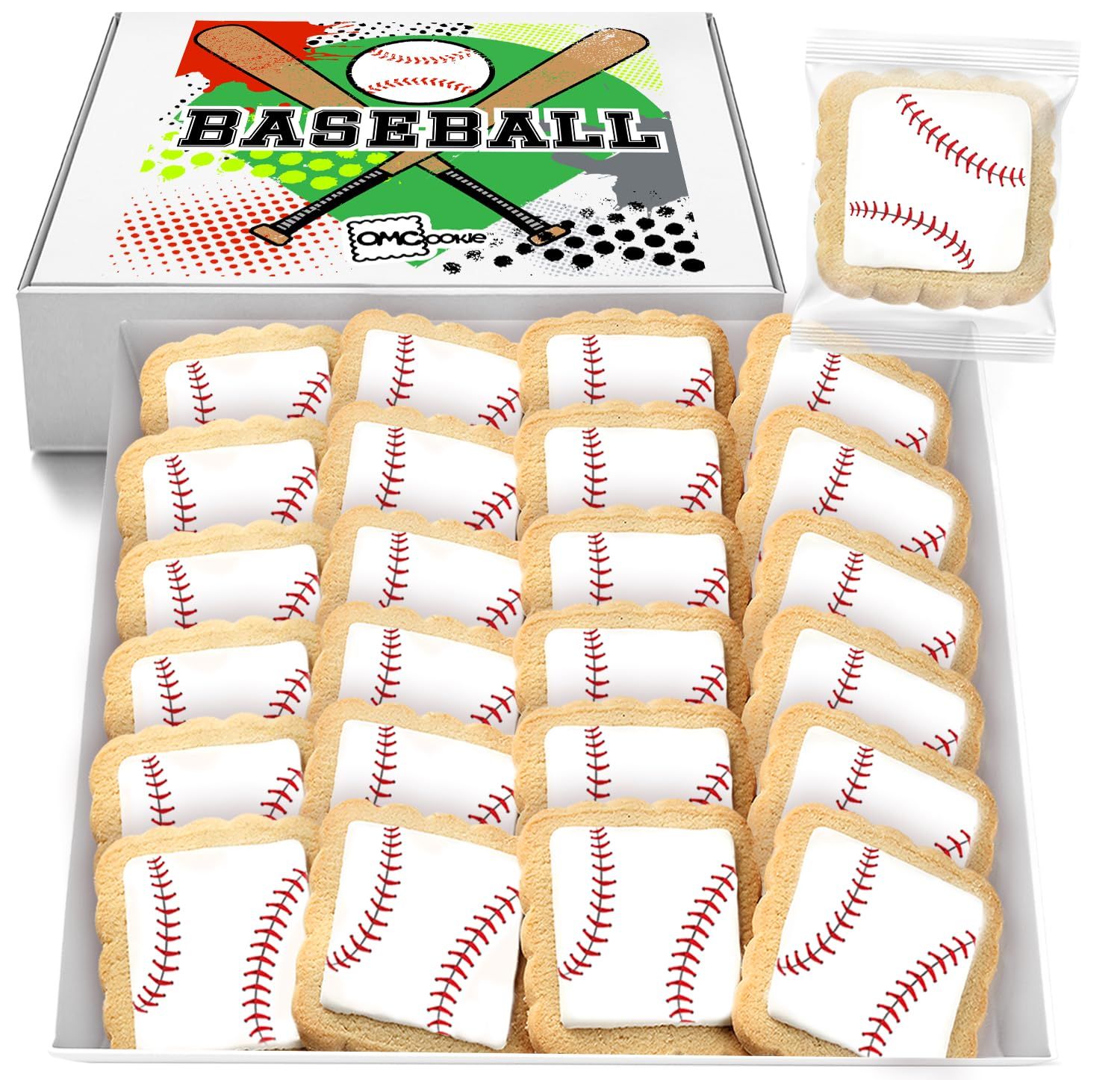 Baseball Cookies Individually Wrapped Party Favors 24 Pack Bulk Sports for Kids Game League