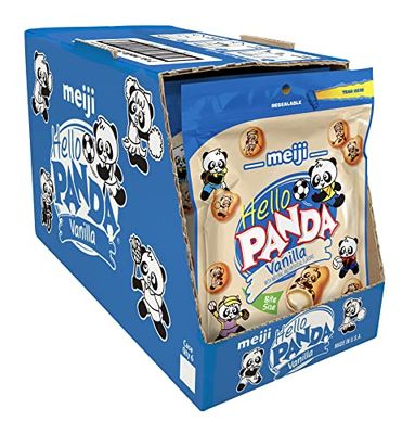 Meiji Hello Panda Cookies, Vanilla CrÃƒÂ¨me Filled - 7 Oz, Pack of 6 - Bite Sized Cookies with Fun Panda Sports