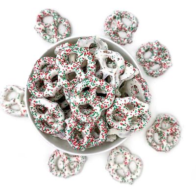SweetGourmet Yogurt Pretzels with Red &amp; Green Sugar | Holiday Sweet Gifts | 1 Pound