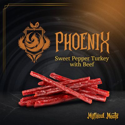 Mythical Meats Original Flavor (Phoenix) 12-Pack Snack Sticks - Sweet Pepper Turkey with Beef - Dried &amp; Dehydrated Meats Seasoned to Perfection - High Protein Snacks