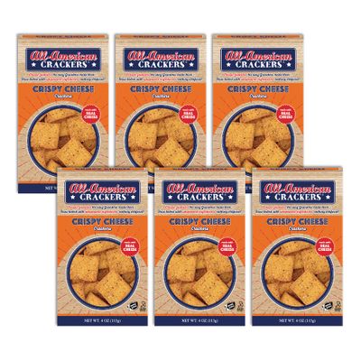 All-American Snack Crackers, Crispy Cheese, 4 Ounce (Pack of 6), Made with Real Parmesan and Cheddar Cheese, Non-GMO, Kosher