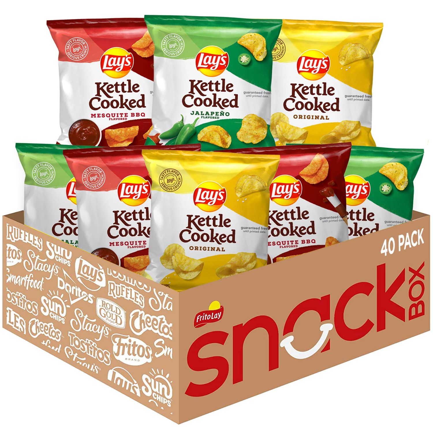 Lay&#39;s Kettle Cooked Potato Chips, Variety Pack, 0.85 Ounce (Pack of 40)
