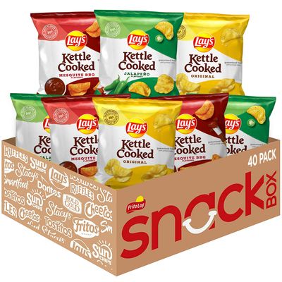 Lay&#39;s Kettle Cooked Potato Chips, Variety Pack, 0.85 Ounce (Pack of 40)