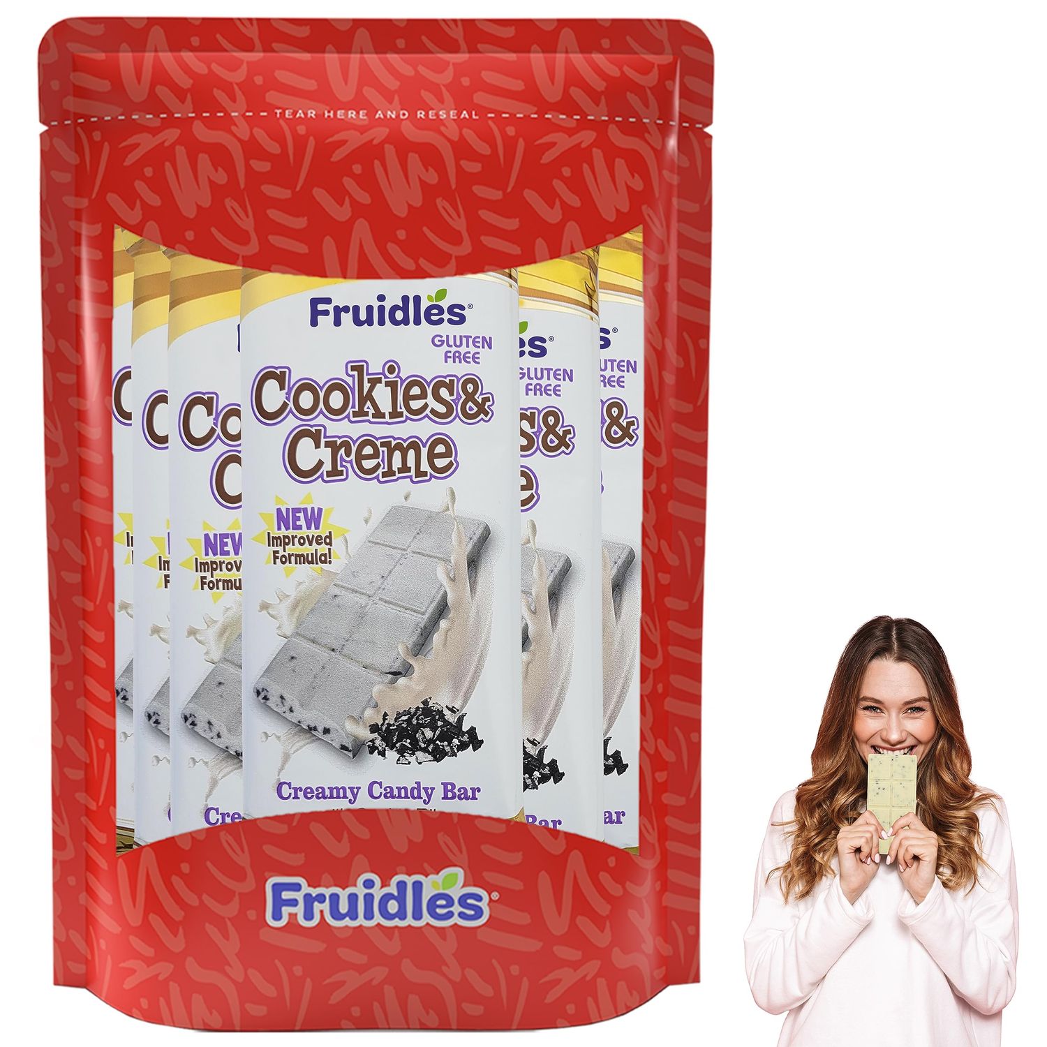 Fruidles Cookies &amp; Cream Bark Bar, Holiday Favorite Kosher Certified, Individually Wrapped Bars, 3.5oz (6-Pack)