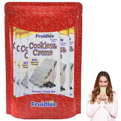 Fruidles Cookies &amp; Cream Bark Bar, Holiday Favorite Kosher Certified, Individually Wrapped Bars, 3.5oz (6-Pack)