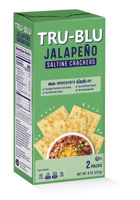 Tru-Blu Jalapeno Saltine Crackers | No artificial ingredients | No High Fructose Corn Syrup | Made in the USA | 8 Ounce (Pack of 3)