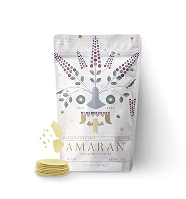 Amaran Amaranth Flour Wafer Thins - Low Calorie Snacks - Healthy Snacks For Adults - Protein Wafers - Gluten Free Vegan Snacks - Obleas de Amaranto (Pineapple, 1 Pack)