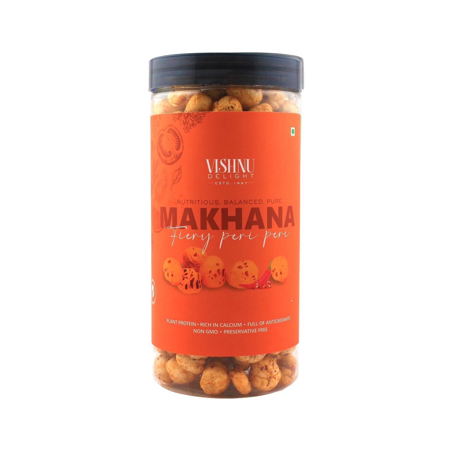 Roasted Makhana - Lime Peri Peri Flavour, 3.20 Oz | Gluten-Free, Vegan Fox Nuts | High Protein, Fiber, Low-Calorie Healthy Snack | Popped Water Lily Seeds | Lotus Seeds for Eating - Pack of 1