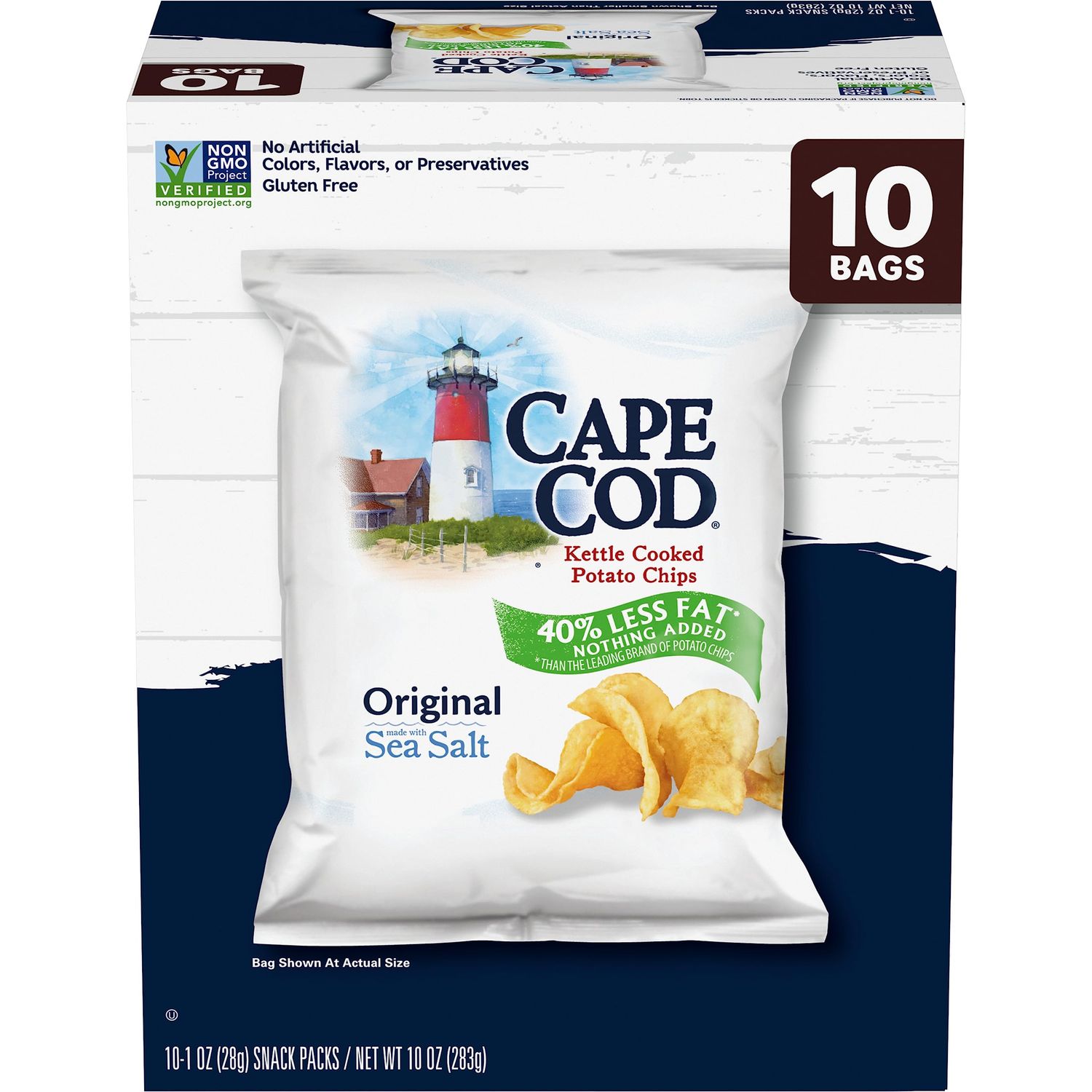 Cape Cod Potato Chips Original Less Fat, 1 Oz, 10 Ct