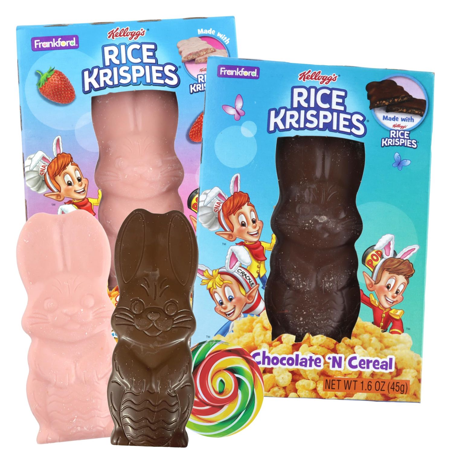 Limited Edition Strawberry and Milk Chocolate Rice Krispies Bunny, Smooth and Creamy Easter Candy, Basket Stuffer Treats, 1.6 Ounces (Pack of 2)