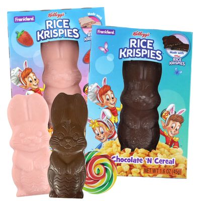 Limited Edition Strawberry and Milk Chocolate Rice Krispies Bunny, Smooth and Creamy Easter Candy, Basket Stuffer Treats, 1.6 Ounces (Pack of 2)