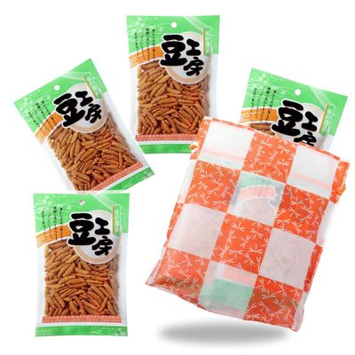 MINOYA Rice Crackers Japanese Kakinotane Mochi Crunch Arare Made in JAPAN (85g x4 (with drawstring bag))
