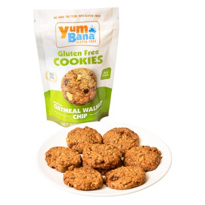 Yumbana Gluten Free Oatmeal Walnut Chip Cookies - Soy Free Cookies - No Artificial Flavors or Preservatives - Great for Snacks and Parties - 2 Pack