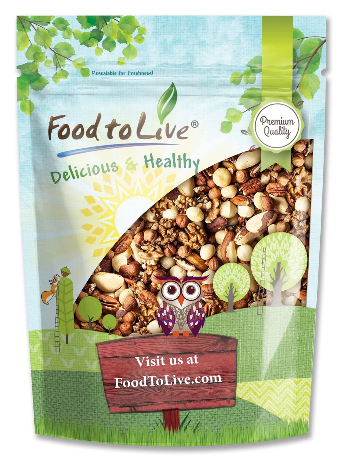 Food to Live Keto Nuts Mix, 4 Pounds - Keto Snack Contains Raw Brazil Nuts, Pecans, Walnuts, Hazelnuts and Macadamia Nuts, Low Carb Vegan Superfood, Kosher, Non-Irradiated, No Added Sugar, Bulk