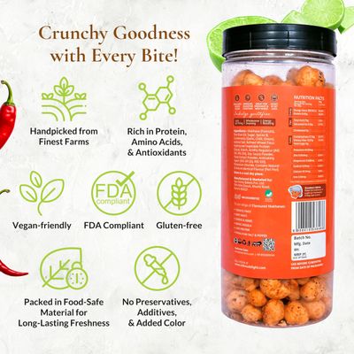 Roasted Makhana - Lime Peri Peri Flavour, 3.20 Oz | Gluten-Free, Vegan Fox Nuts | High Protein, Fiber, Low-Calorie Healthy Snack | Popped Water Lily Seeds | Lotus Seeds for Eating - Pack of 1