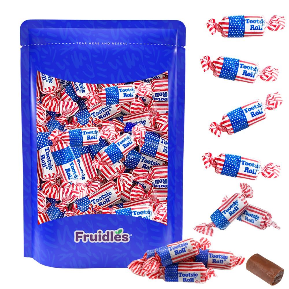 Fruidles Tootsie Original Flag Twist Midgees Roll, Peanut-Free, Gluten-Free, Kosher Certified, Individually Wrapped, (Half-Pound))